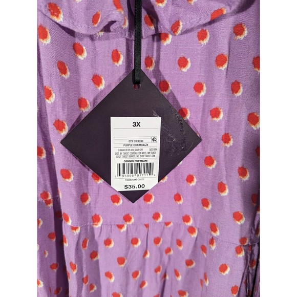 NWT‎ Ava & Viv Lavender Polka Dot Ruffle Trim Midi Dress Women Plus Size 3X - Picture 5 of 7